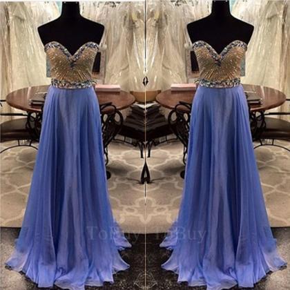 Popular Beaded Bodice Sweethear Neckline Sweep Train Prom Dress Long ...